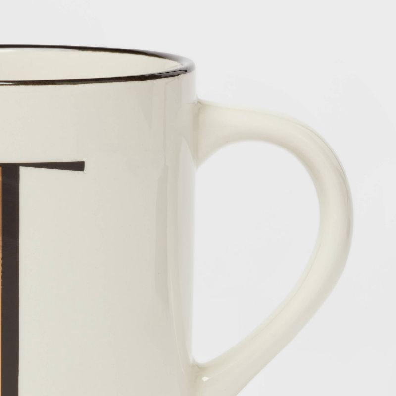 slide 3 of 3, 16oz Stoneware Monogram T Mug Ivory - Threshold™: Initial Coffee Mug, Microwave & Dishwasher Safe, Off-White Drinkware, 16 oz