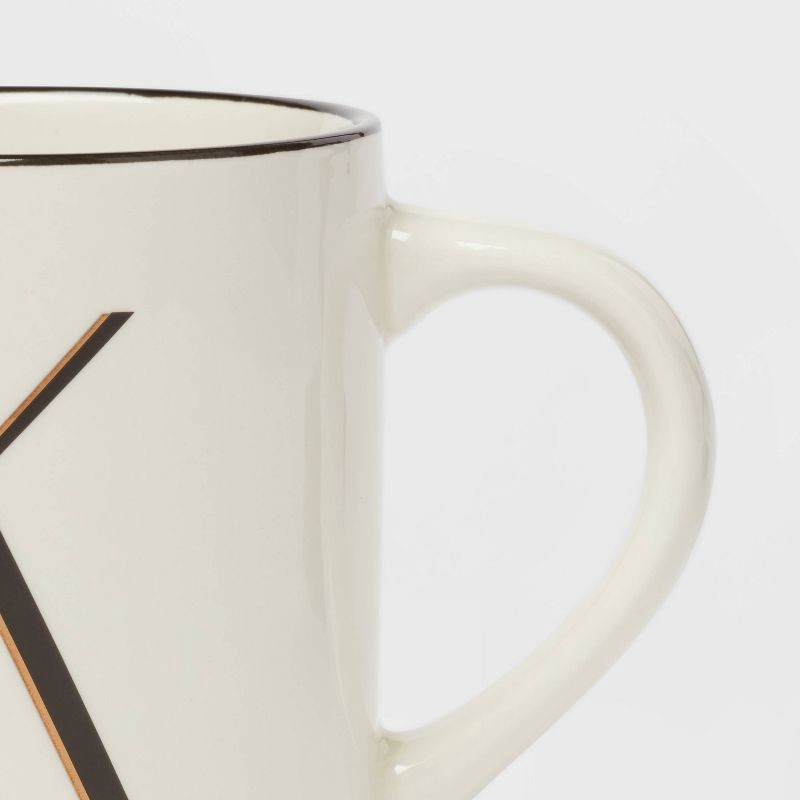 slide 3 of 3, 16oz Stoneware Monogram K Mug Ivory - Threshold™: Coffee Mugs with Initial, Microwave & Dishwasher Safe, 16 oz