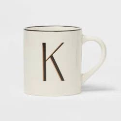 16oz Stoneware Monogram K Mug Ivory - Threshold™: Coffee Mugs with Initial, Microwave & Dishwasher Safe