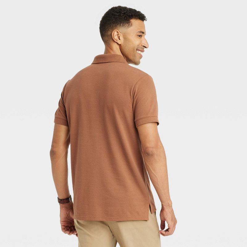 slide 2 of 3, Men's Every Wear Polo Shirt - Goodfellow & Co™ Brown XL: Cotton Blend, Recycled Polyester, Spandex, Midweight, Standard Fit, 1 ct
