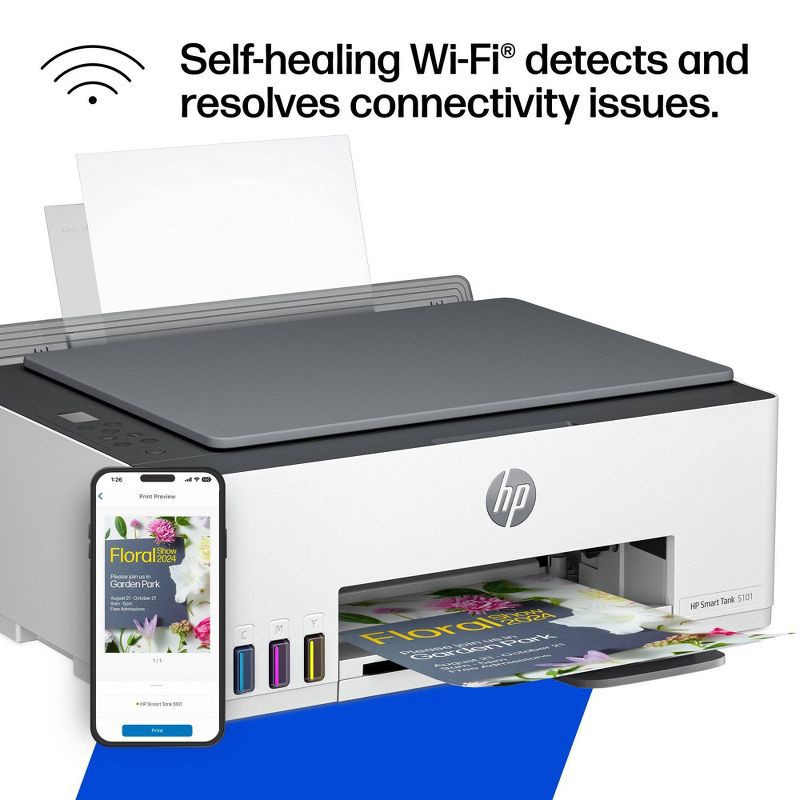 slide 13 of 19, HP Inc. HP Smart Tank 5101 Wireless All-In-One Color Refillable Supertank Printer, Scanner, Copier (1F3Y0A), 1 ct