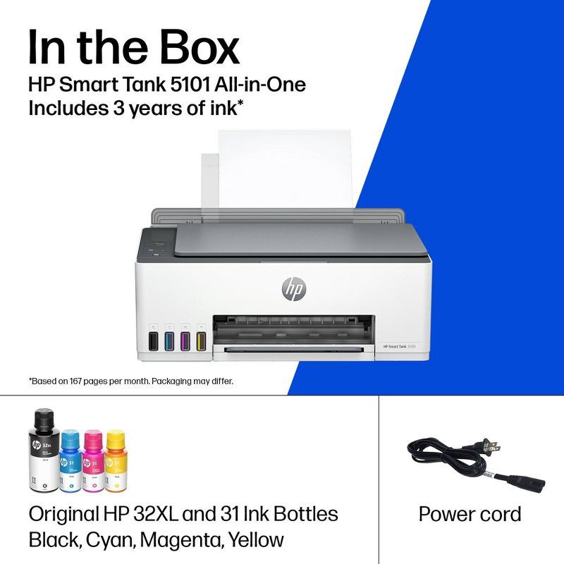 slide 15 of 19, HP Inc. HP Smart Tank 5101 Wireless All-In-One Color Refillable Supertank Printer, Scanner, Copier (1F3Y0A), 1 ct