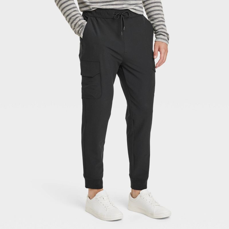 slide 1 of 3, Men's Tapered Tech Cargo Jogger Pants - Goodfellow & Co™ Black XL, 1 ct