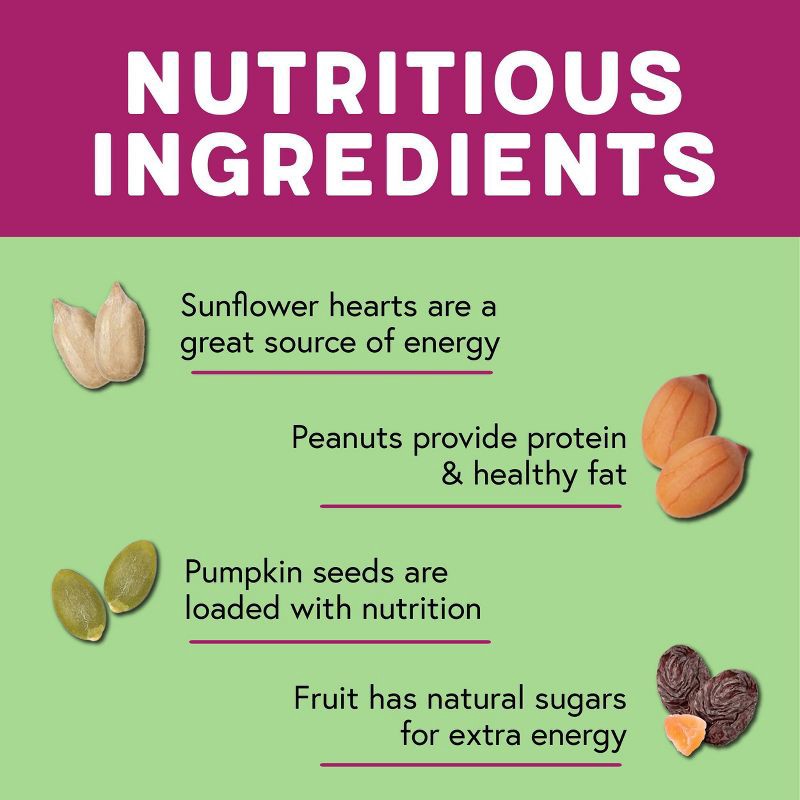 slide 4 of 9, Melody Select 5lb Waste Free Nut & Fruit Wild Bird Food: Shell-Free, Sunflower Hearts, Peanuts, 5 lb