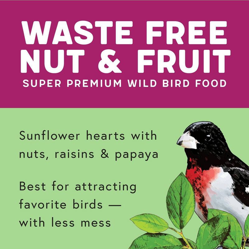 slide 6 of 9, Melody Select 5lb Waste Free Nut & Fruit Wild Bird Food: Shell-Free, Sunflower Hearts, Peanuts, 5 lb