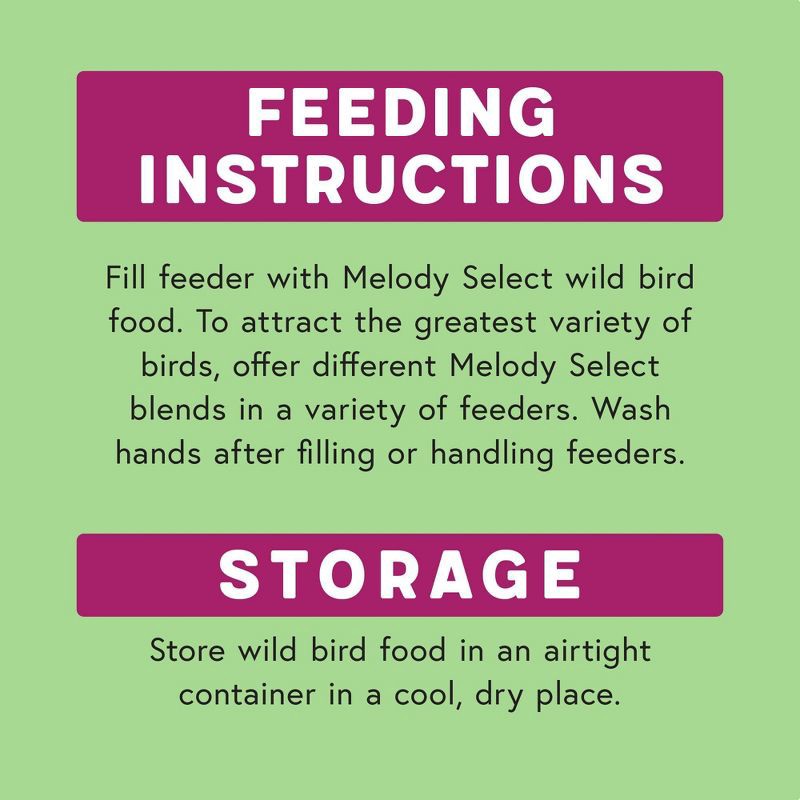 slide 9 of 9, Melody Select 5lb Waste Free Nut & Fruit Wild Bird Food: Shell-Free, Sunflower Hearts, Peanuts, 5 lb