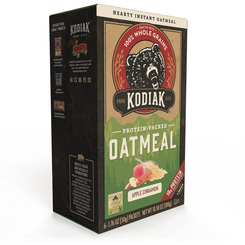 slide 3 of 4, Kodiak Cakes Kodiak Apple Cinnamon Oatmeal Packets - 6pk / 10.58oz, 6 ct, 10.58 oz