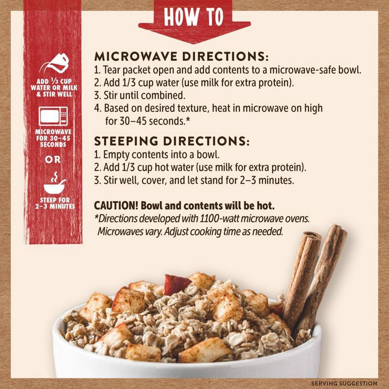 slide 7 of 7, Kodiak Cakes Kodiak Apple Cinnamon Oatmeal Packets - 6pk / 10.58oz, 6 ct, 10.58 oz