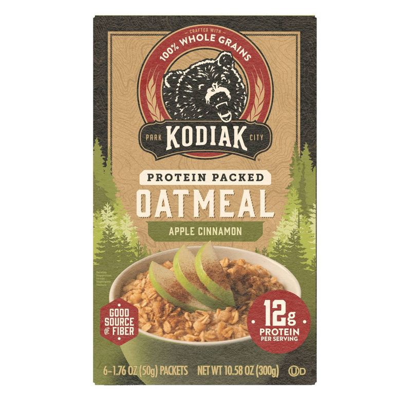 slide 1 of 7, Kodiak Cakes Kodiak Apple Cinnamon Oatmeal Packets - 6pk / 10.58oz, 6 ct, 10.58 oz