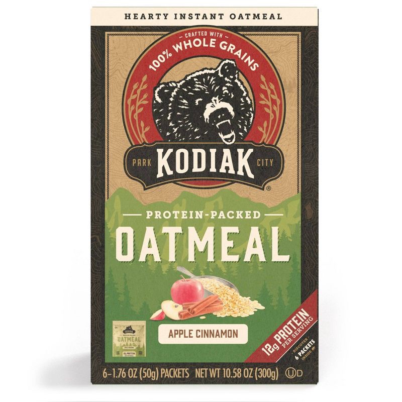 slide 1 of 4, Kodiak Cakes Kodiak Apple Cinnamon Oatmeal Packets - 6pk / 10.58oz, 6 ct, 10.58 oz