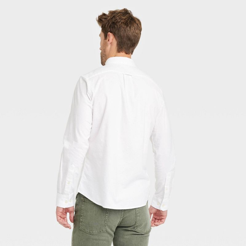 slide 2 of 3, Men's Every Wear Long Sleeve Oxford Button-Down Shirt - Goodfellow & Co™ White XL: Slim Fit, Cotton-Spandex Blend, Patch Pocket, 1 ct