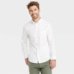Men's Every Wear Long Sleeve Oxford Button-Down Shirt - Goodfellow & Co™ White XL: Slim Fit, Cotton-Spandex Blend, Patch Pocket