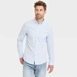 Men's Every Wear Long Sleeve Oxford Button-Down Shirt - Goodfellow & Co™ Light Blue M: Slim Fit,