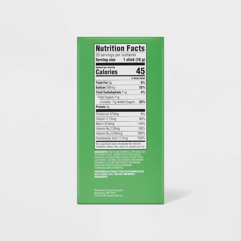 slide 3 of 8, Hydration with Electrolytes Vegan Drink Mix - Lemon Lime - 11.3oz/20ct - up&up™, 11.3 oz, 20 ct