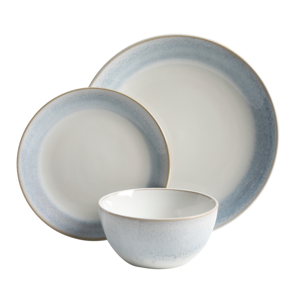 slide 1 of 1, Martha Stewart Reactive Dinnerware Set - White/Blue, 12 ct