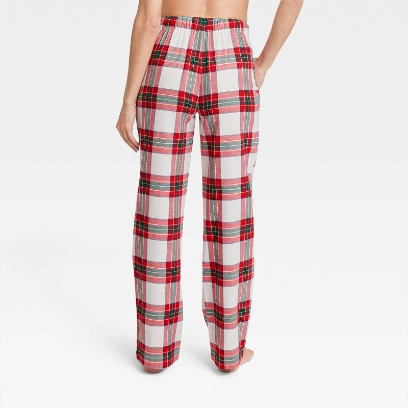 Women's Flannel Pajama Pants - Stars Above Cream Tartan Lurex L 1 ct