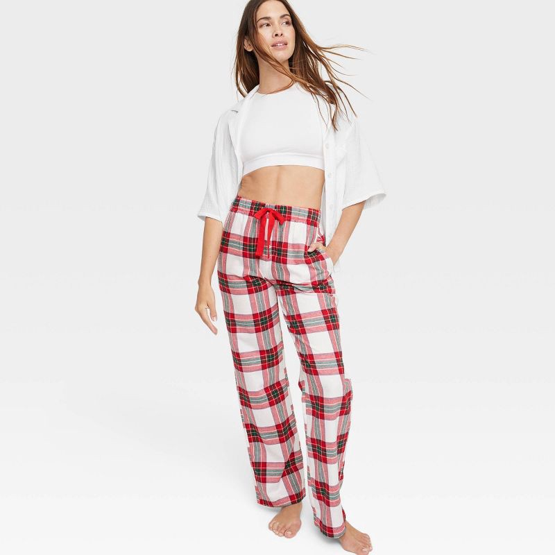 Women's Flannel Pajama Pants - Stars Above Cream Tartan Lurex XXL 1 ct