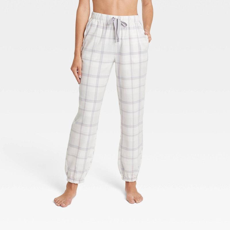 Women's Flannel Jogger Pants - Stars Above Cream/Gray XL 1 ct