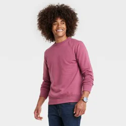 Men's Regular Fit Crewneck Pullover Sweatshirt - Goodfellow & Co™ Dark Pink L