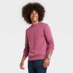 Men's Regular Fit Crewneck Pullover Sweatshirt - Goodfellow & Co™ Dark Pink L
