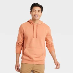 Men's Regular Fit Hooded Sweatshirt - Goodfellow & Co™ Peach Orange L
