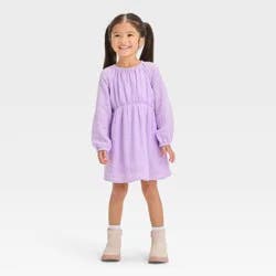 Toddler Girls' Gauze Eyelet Long Sleeve Dress - Cat & Jack Purple 18M