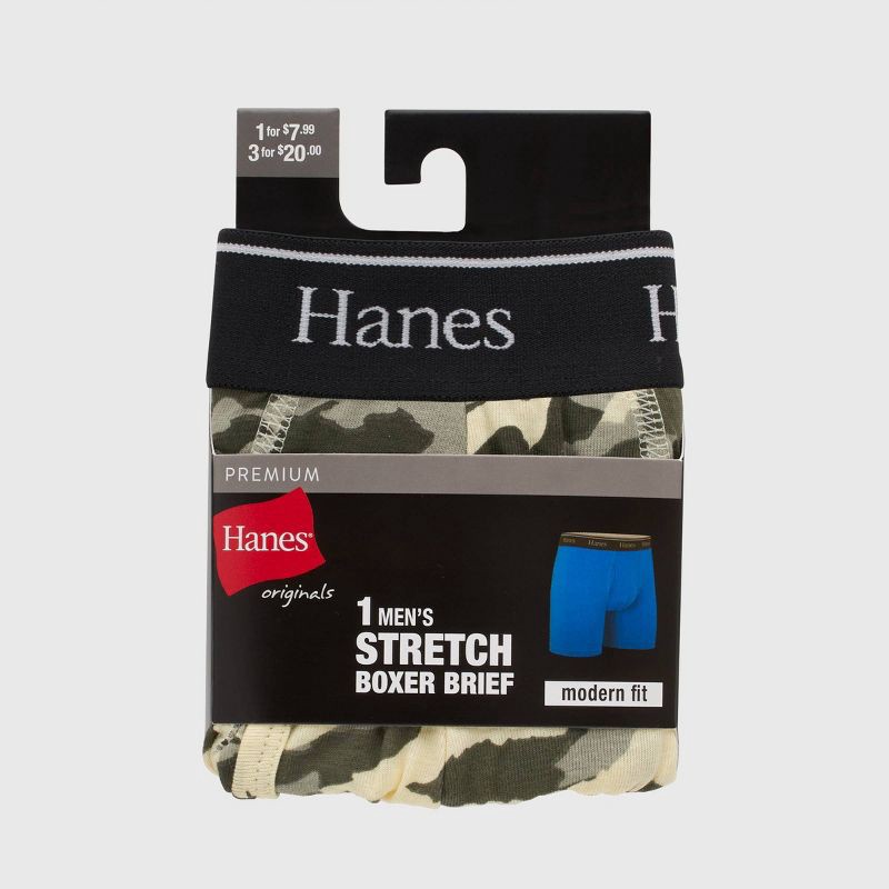 Hanes Originals Premium Men's Camo Print Boxer Briefs - Green/Brown S