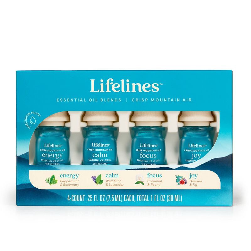 slide 1 of 6, 4pk Essential Oil Blends - Crisp Mountain Air - Lifelines, 4 ct
