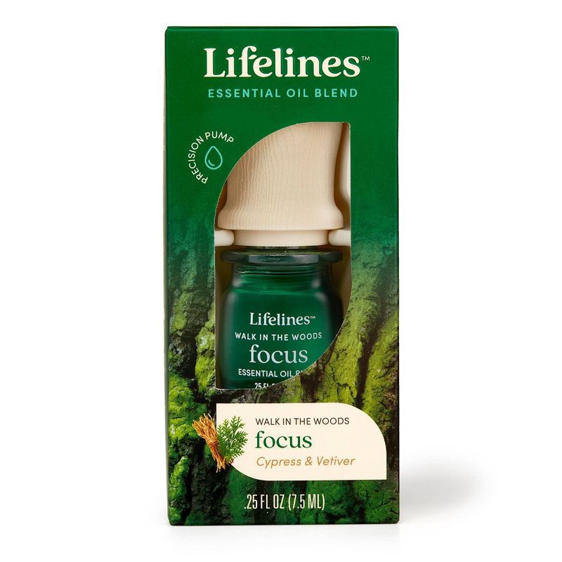 slide 2 of 7, Essential Oil Blend - Walk in the Woods: Focus - Lifelines: Aromatherapy with Cypress Scent, 0.25 Net Wt, for Diffusers, 1 ct