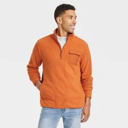 Men's Quarter-Zip Fleece Sweatshirt - Goodfellow & Co Rust M