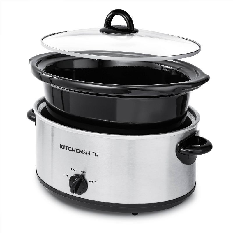 slide 4 of 7, KitchenSmith by Bella 6qt Manual Slow Cooker - Stainless Steel, 6 qt