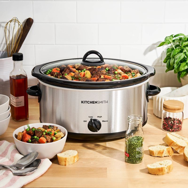 slide 5 of 7, KitchenSmith by Bella 6qt Manual Slow Cooker - Stainless Steel, 6 qt