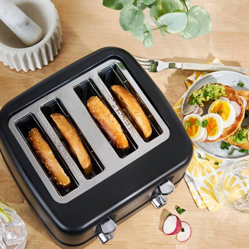 slide 3 of 8, KitchenSmith by Bella 4-Slice Toaster: Gray, 1480W, Plastic, Spot Clean, 11.02" Width, 1-Year Warranty, 1 ct