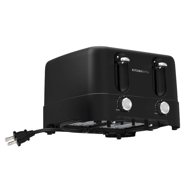 slide 8 of 8, KitchenSmith by Bella 4-Slice Toaster: Gray, 1480W, Plastic, Spot Clean, 11.02" Width, 1-Year Warranty, 1 ct