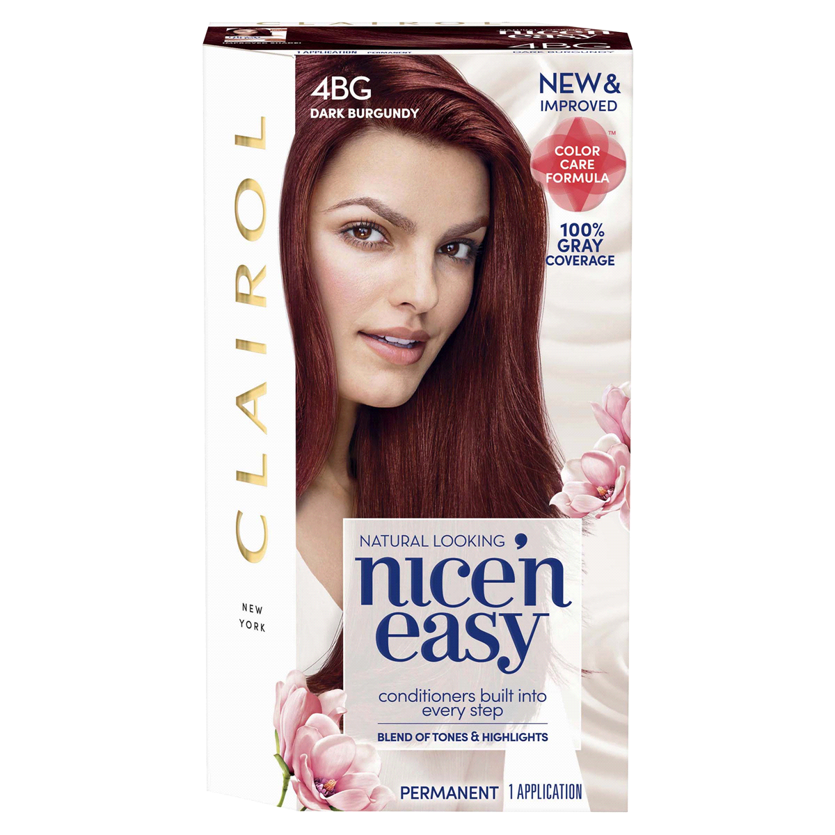 slide 1 of 1, Clairol Natural Looking Nice'N Easy Permanent 4Bg Dark Burgundy Color, 1 ct