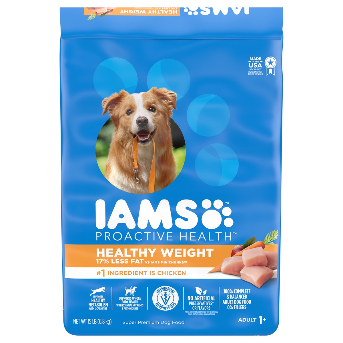 slide 1 of 9, IAMS Healthy Weight with Real Chicken Adult Premium Dry Dog Food - 15lbs, 15 lb
