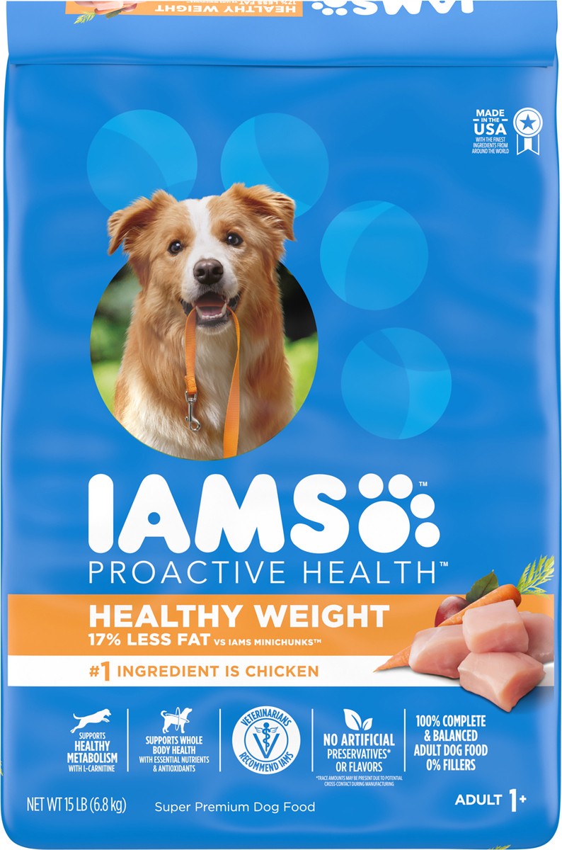 slide 6 of 9, IAMS Healthy Weight with Real Chicken Adult Premium Dry Dog Food - 15lbs, 15 lb