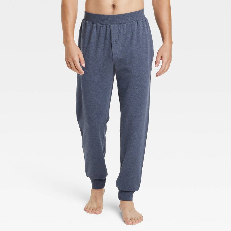 slide 1 of 2, Men's Cotton Modal Knit Jogger Pajama Pants - Goodfellow & Co™ Heathered Navy Blue L, 1 ct