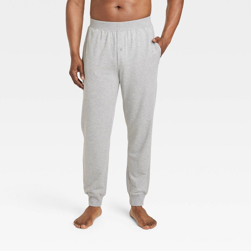 slide 1 of 2, Men's Cotton Modal Knit Jogger Pajama Pants - Goodfellow & Co™ Heathered Gray S: Tapered Leg, Elastic Waistband, 1 ct
