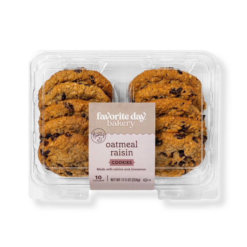 slide 1 of 3, Oatmeal Raisin Cookies - 10ct/12.5oz - Favorite Day™, 10 ct; 12.5 oz