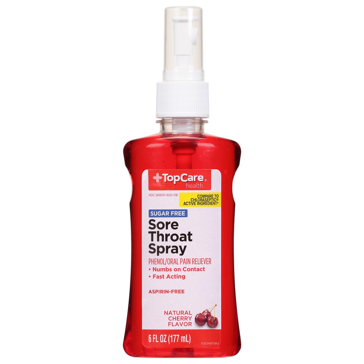 slide 1 of 15, TopCare Health Sugar Free Natural Cherry Flavor Sore Throat Spray 6 fl oz, 6 fl oz