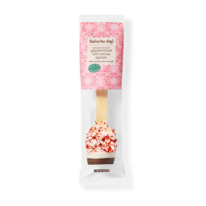 slide 1 of 3, Christmas White Chocolaty Coated with Peppermint Hot Cocoa Spoon - 0.8oz - Favorite Day™, 0.8 oz