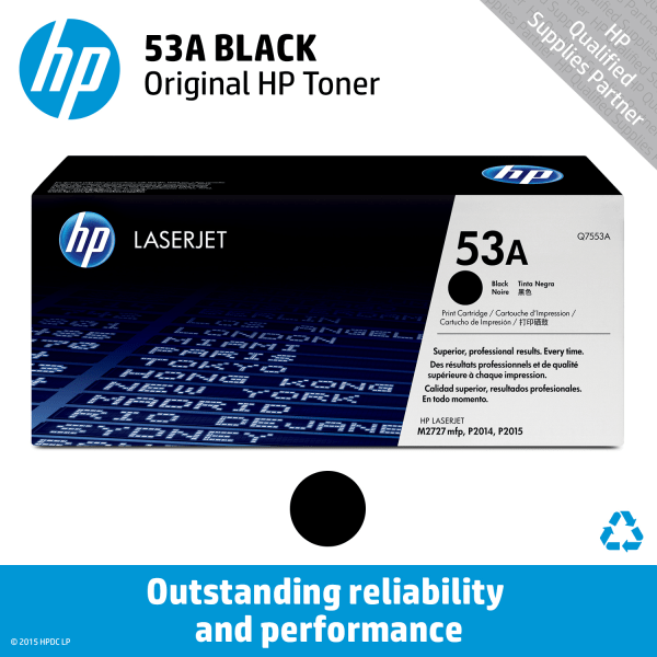 slide 3 of 5, HP 53A, Black Original Toner Cartridge (Q7553A), 1 ct