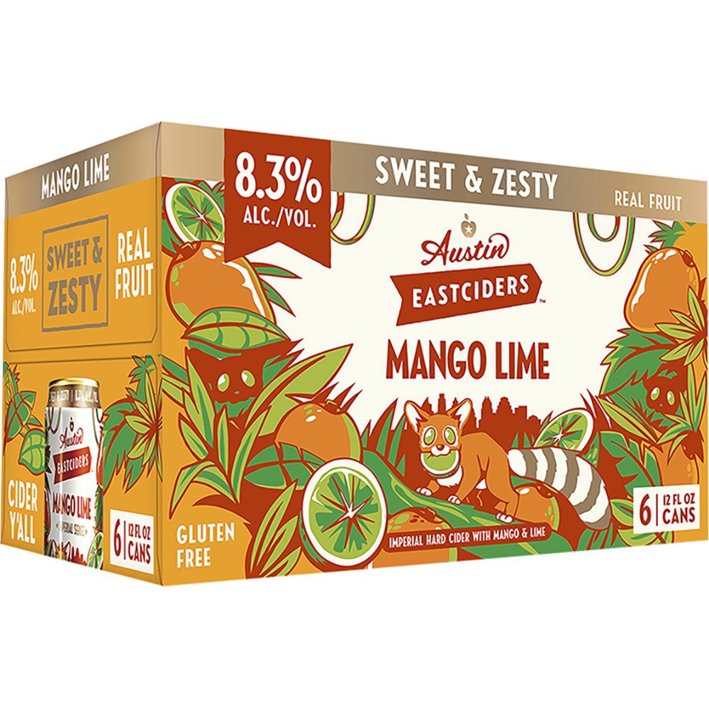 slide 1 of 1, Austin Eastciders Imp Mango Lime, 6 ct; 12 oz