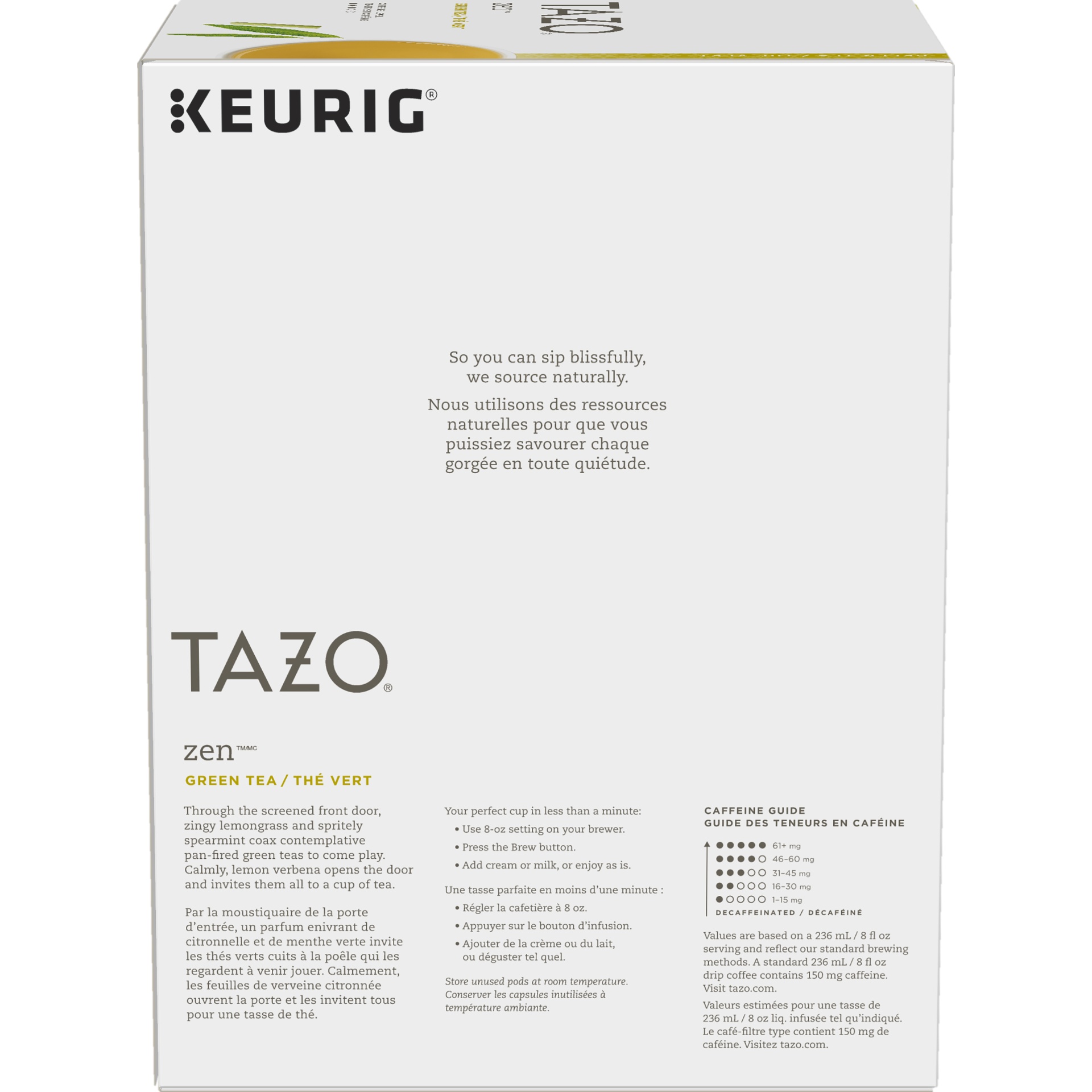 slide 4 of 4, Tazo Zen Green Tea K-Cup Pods, 3.3 Oz, Pack Of 24 Pods, 24 ct
