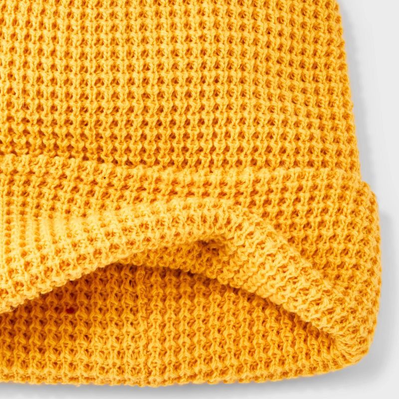 slide 4 of 4, Men's Waffle Knit Value Beanie - Goodfellow & Co Yellow, 1 ct