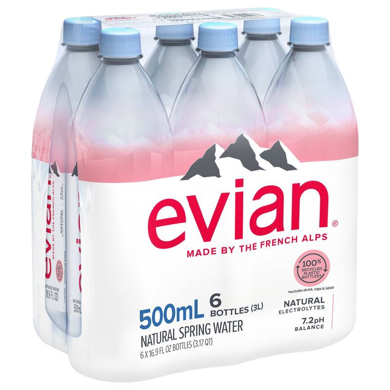 slide 12 of 14, Evian Natural Spring Water - 6pk/0.5L Bottles, 6 ct; 1/2 liter