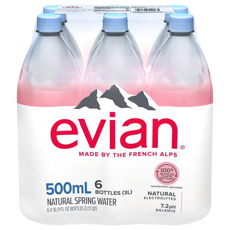 slide 10 of 14, Evian Natural Spring Water - 6pk/0.5L Bottles, 6 ct; 1/2 liter