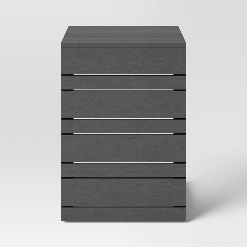 slide 4 of 6, Esker Recycled Resin Rectangle C-Shaped Patio Accent Table Gray - Threshold™, 1 ct