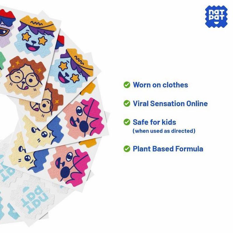 slide 6 of 9, NATPAT 24ct "BuzzPatch" DEET‑Free Kids Mosquito Repellent Stickers: Citronella Scented, Safe for All Ages, Ready to Use, 24 ct